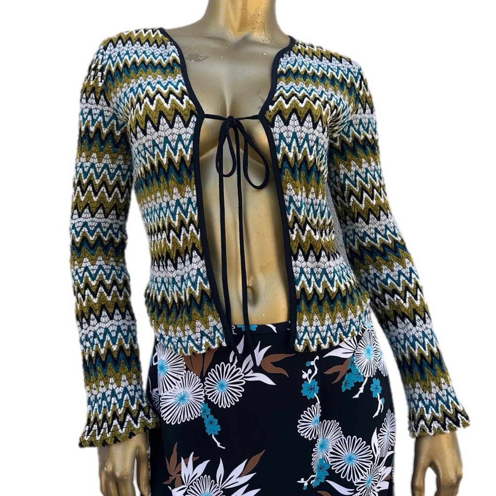 Euro Morgan de Toi Multicolor Zig Zag Chenille Knit tie front-Cardigan, France